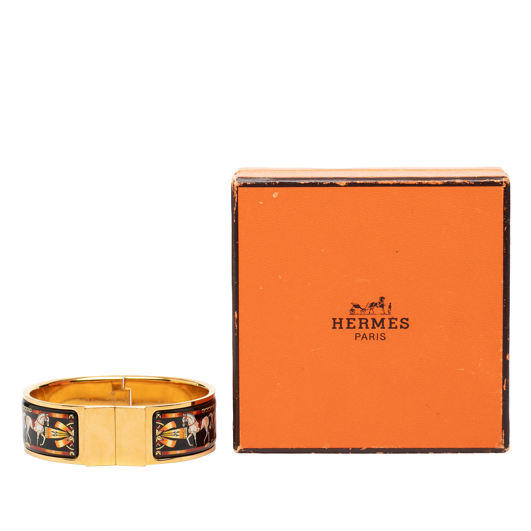 Hermès Wide Émail Horse Loquet Bracelet PM