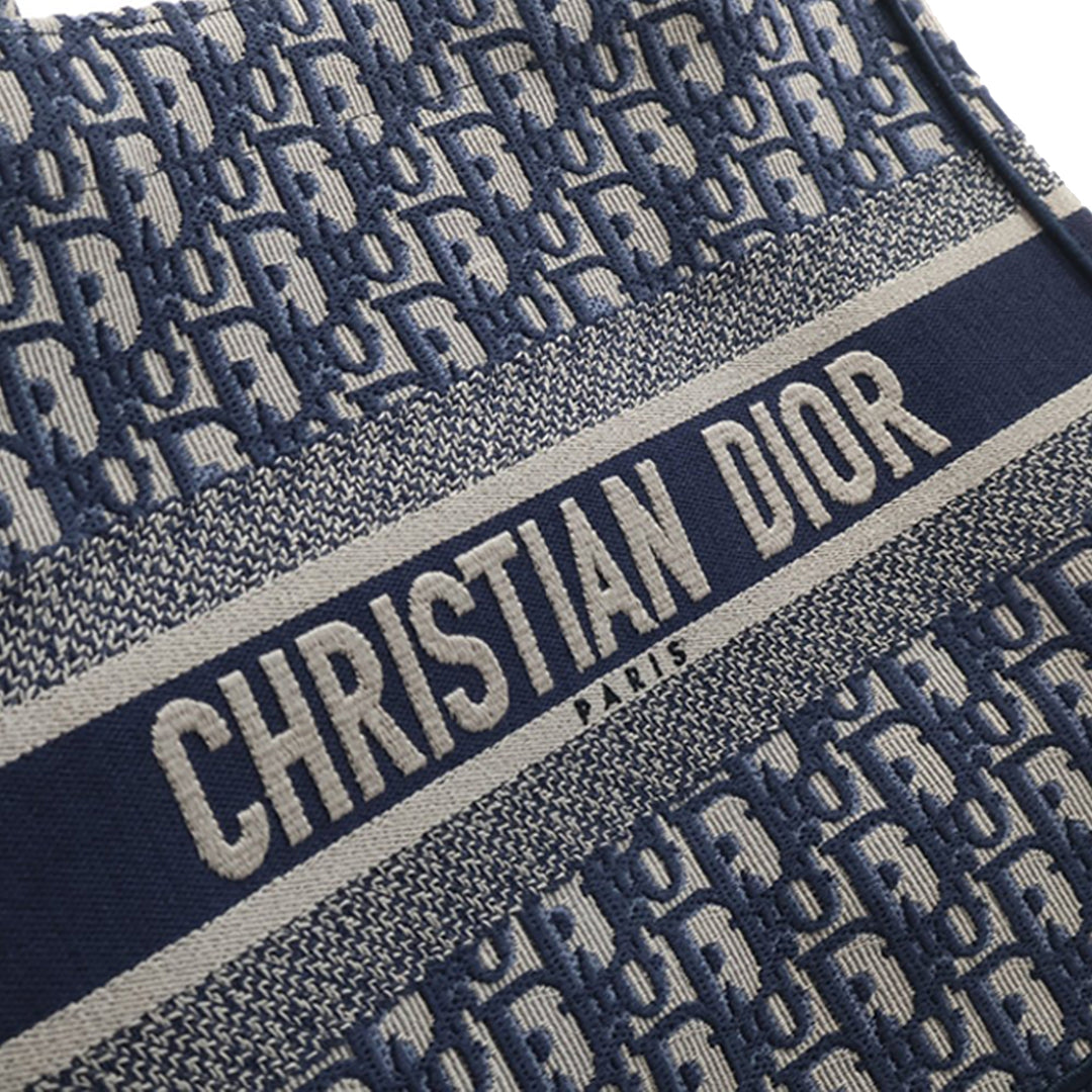 Dior Medium Oblique brodé Toile Book Cabas
