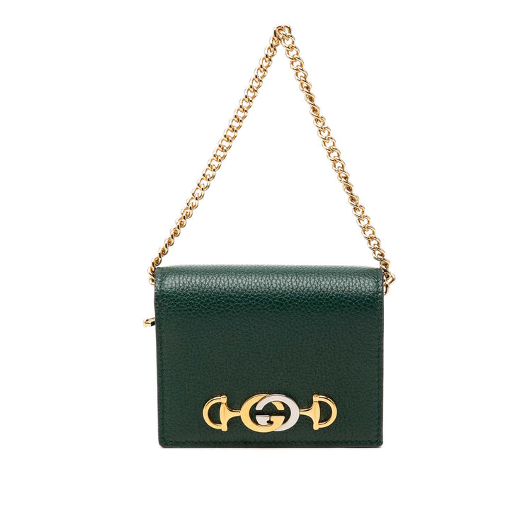 grainé Zumi Wallet on Chain Cuir de veau grainé Vert
