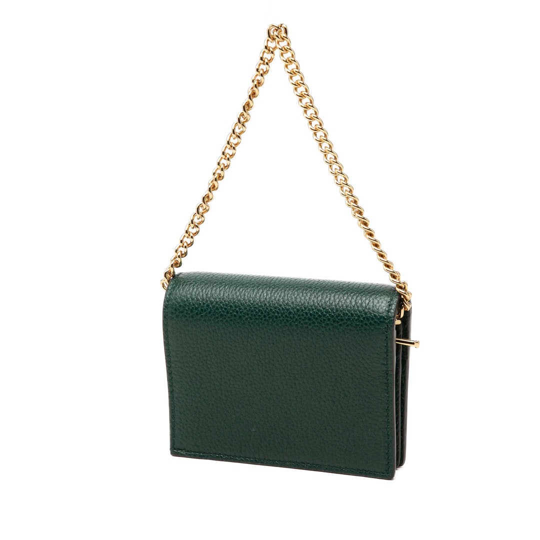 grainé Zumi Wallet on Chain Cuir de veau grainé Vert