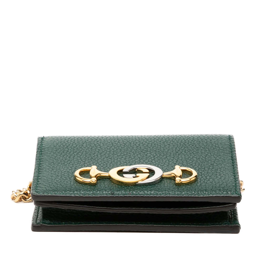 grainé Zumi Wallet on Chain Cuir de veau grainé Vert