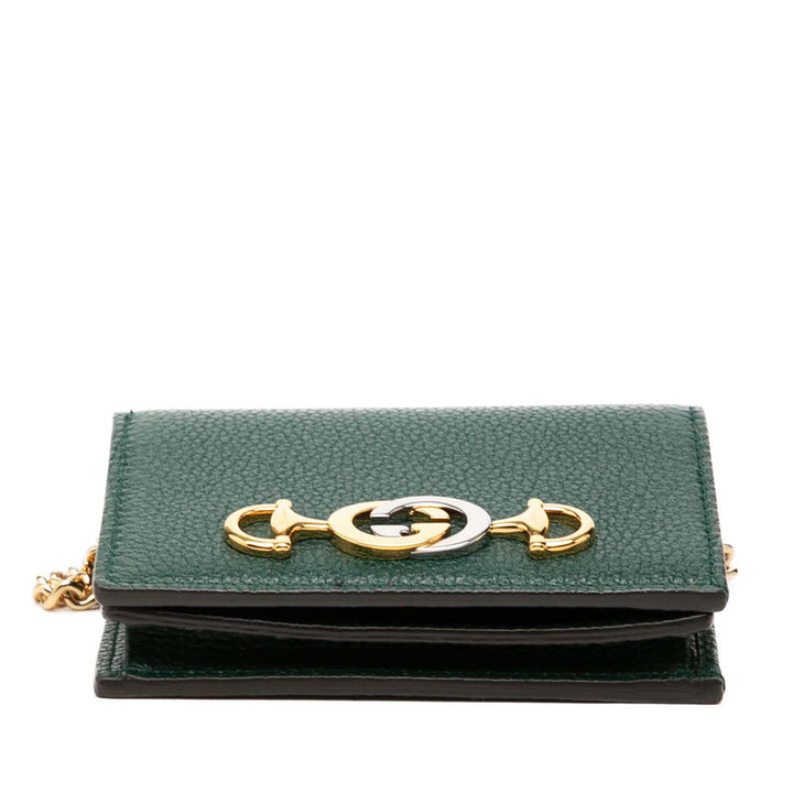 grainé Zumi Wallet on Chain Cuir de veau grainé Vert