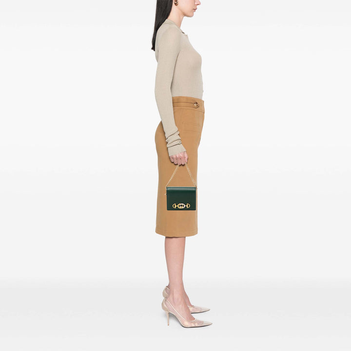 grainé Zumi Wallet on Chain Cuir de veau grainé Vert