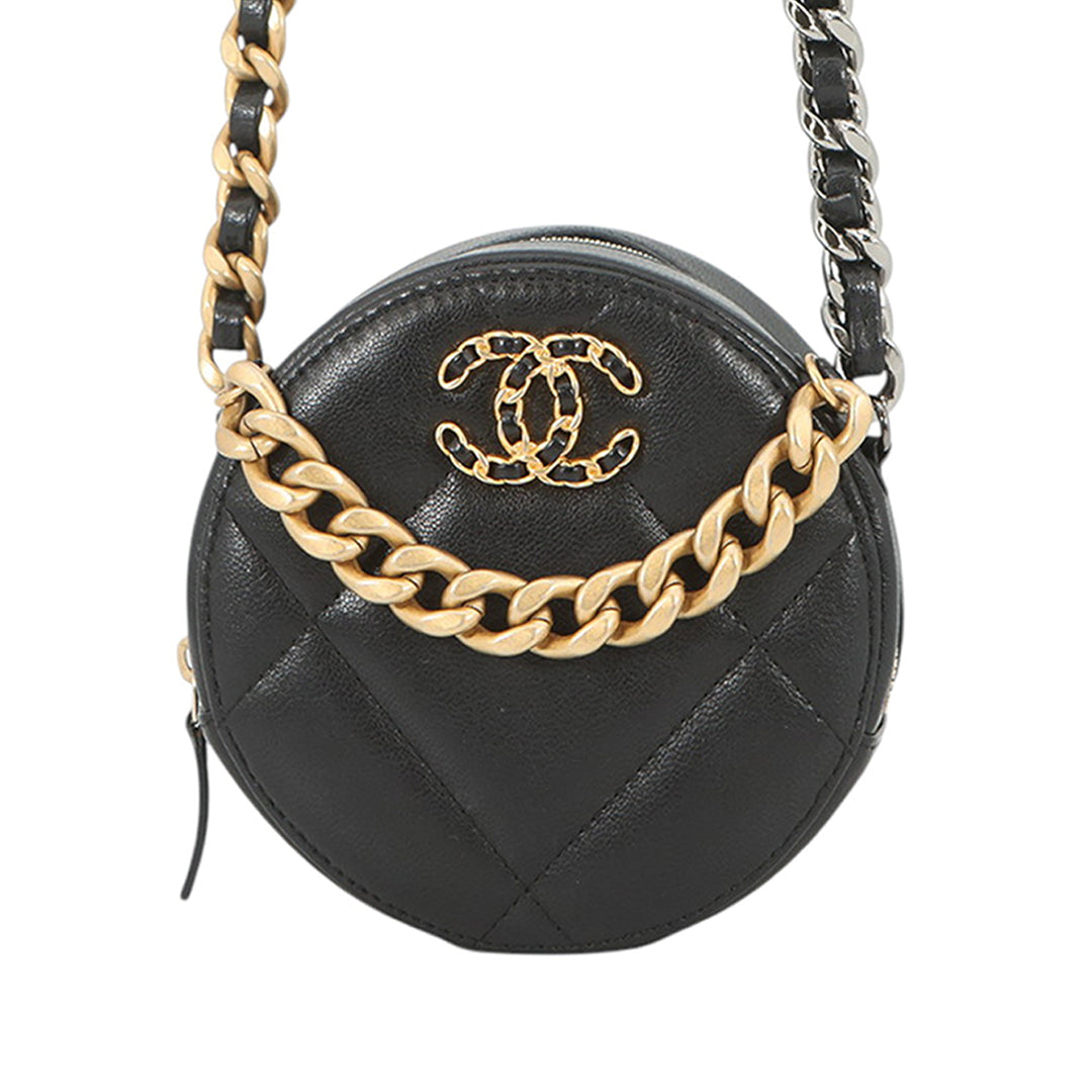 Chanel Cuir d’agneau 19 Rond Pochette avec chaîne