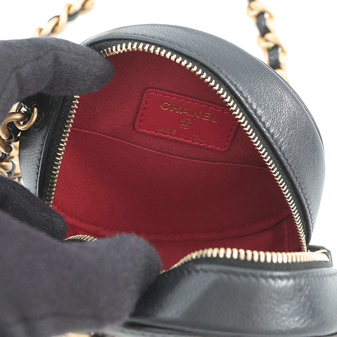 Chanel Cuir d’agneau 19 Rond Pochette avec chaîne