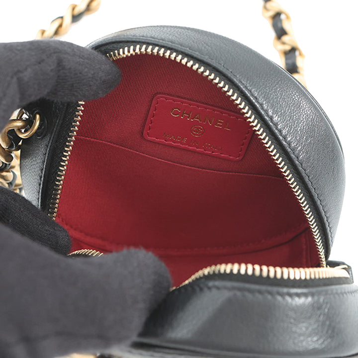 Chanel Cuir d’agneau 19 Rond Pochette avec chaîne