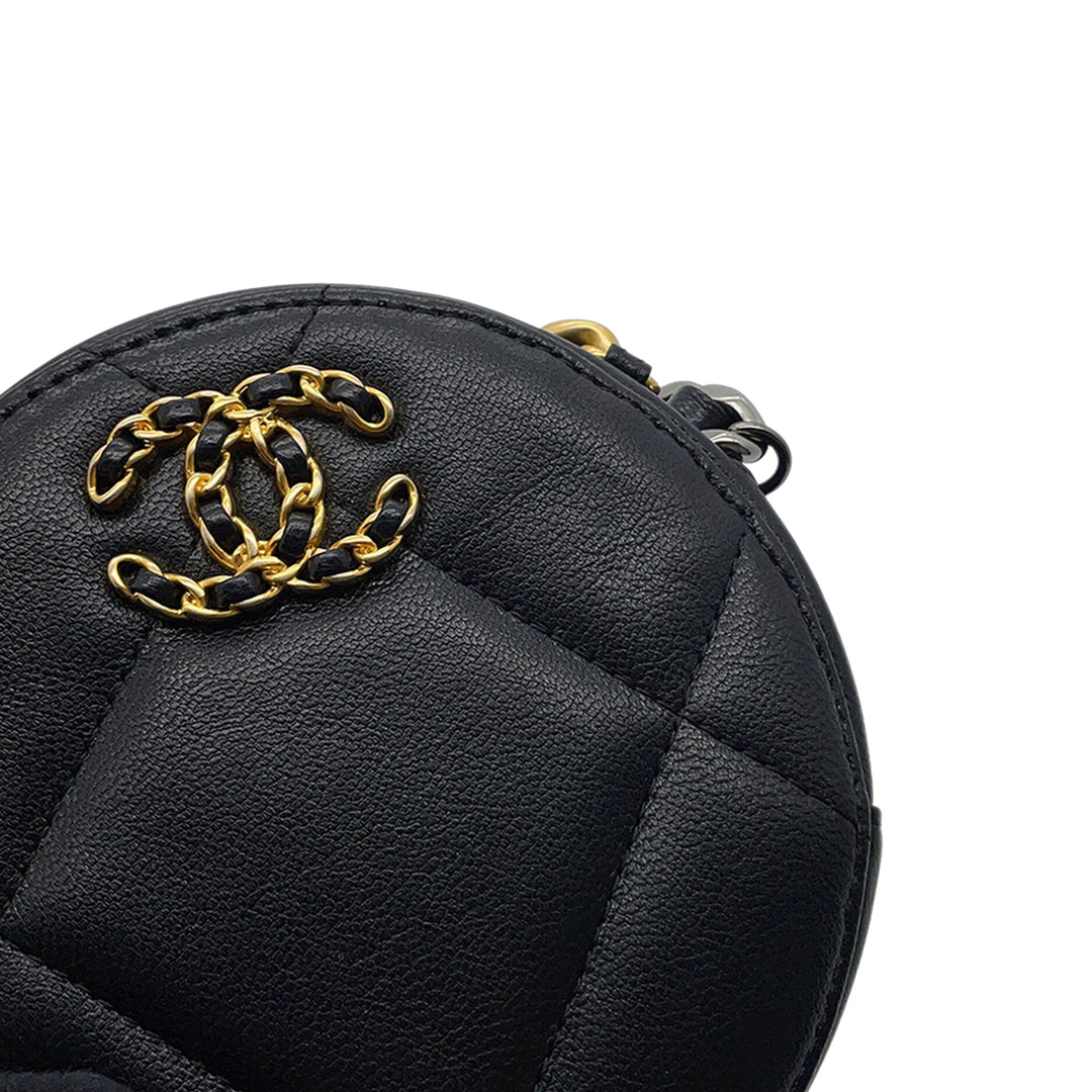 Chanel Cuir d’agneau 19 Rond Pochette avec chaîne
