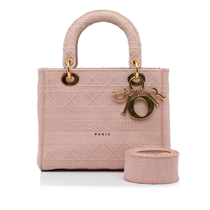 Dior Medium Toile Cannage Lady D Lite Rose