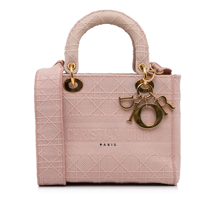 Dior Medium Toile Cannage Lady D Lite Rose