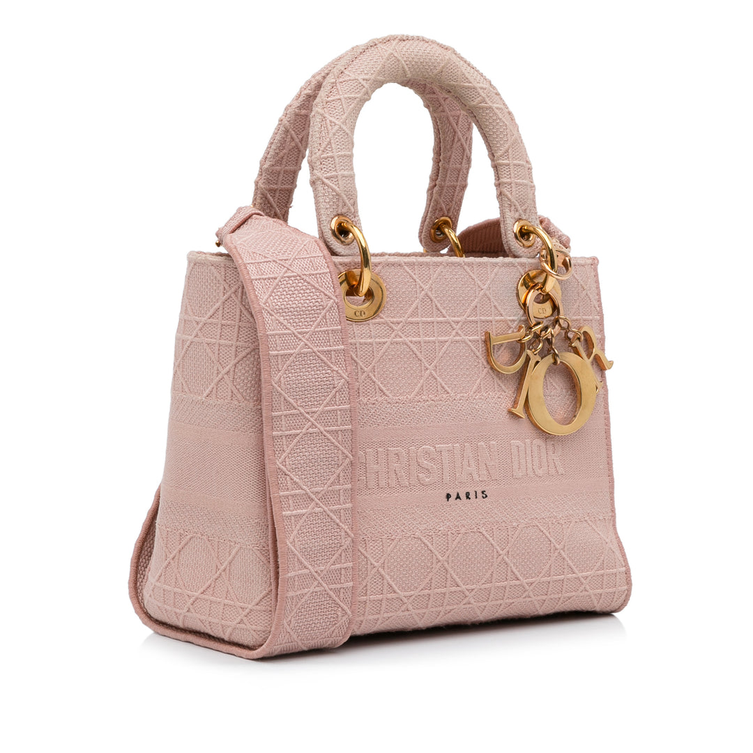 Dior Medium Toile Cannage Lady D Lite Rose