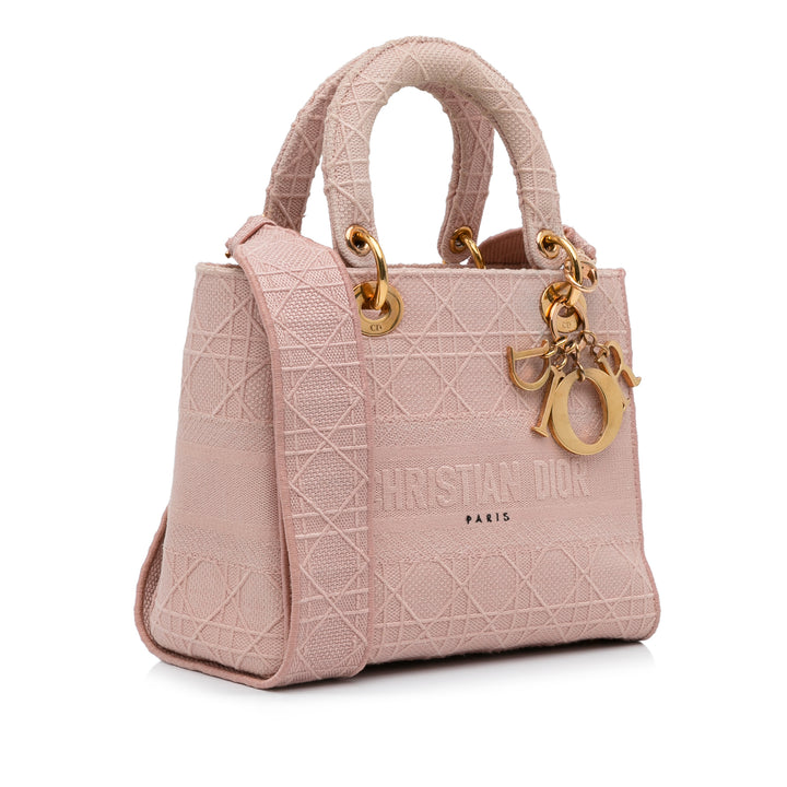 Dior Medium Toile Cannage Lady D Lite Rose