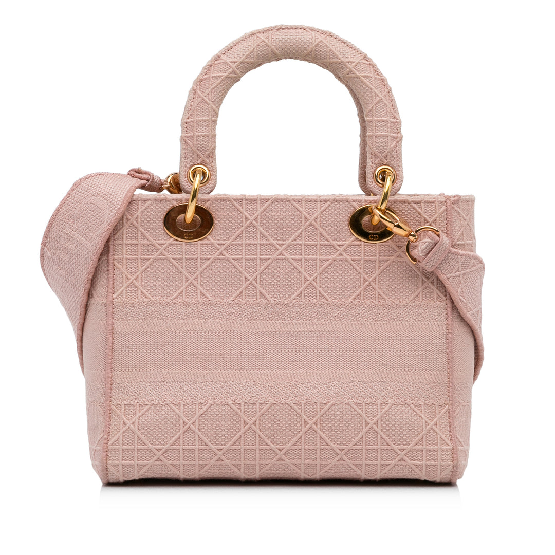 Dior Medium Toile Cannage Lady D Lite Rose