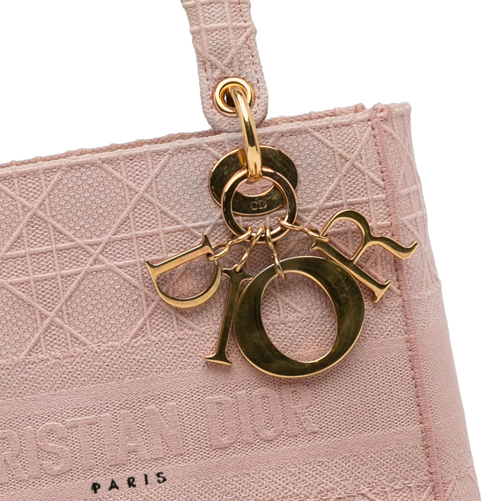 Dior Medium Toile Cannage Lady D Lite Rose
