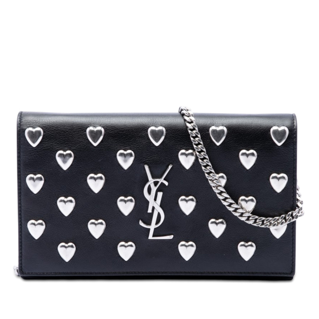 Heart clouté Kate Sac Moyen Cuir de veau Noir