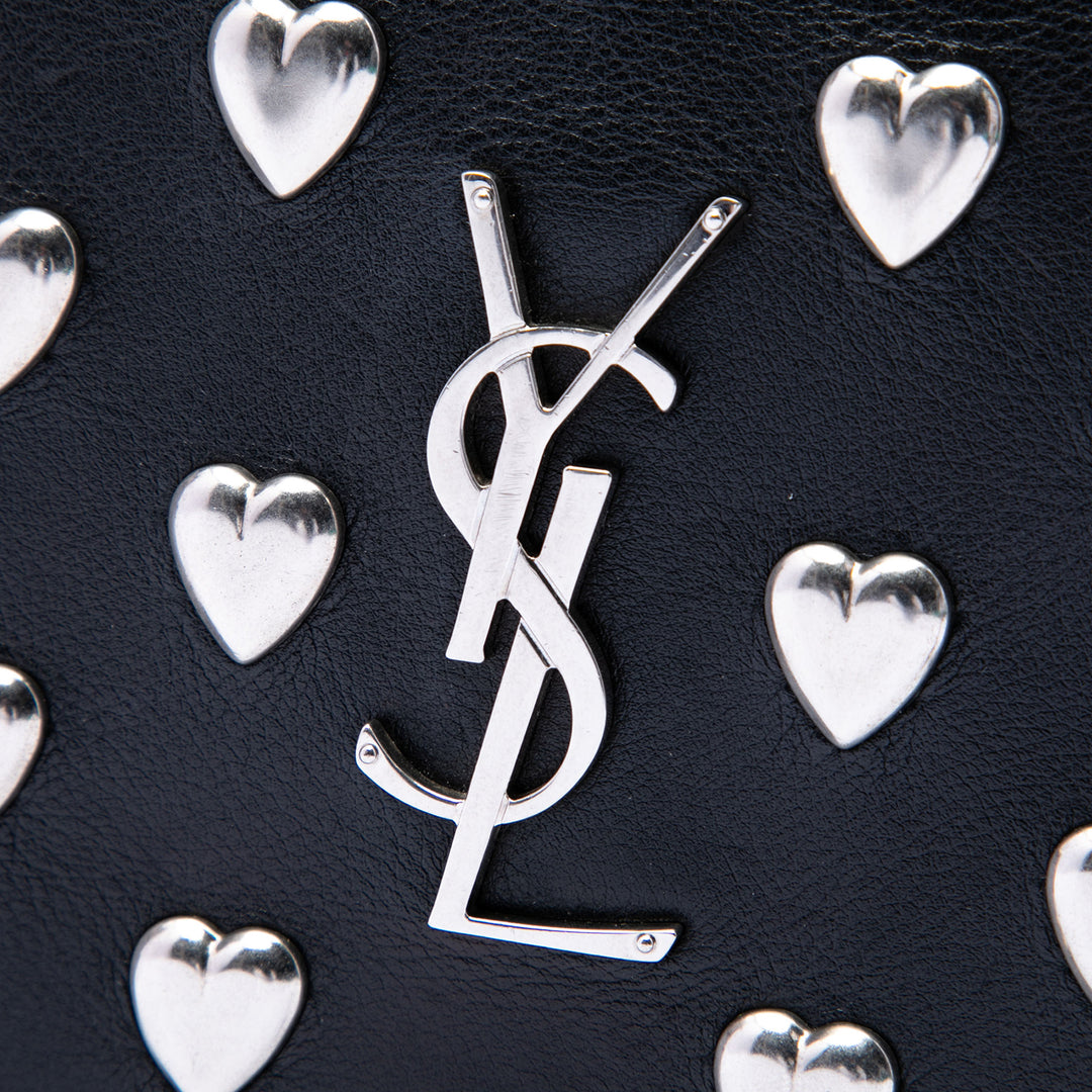 Heart clouté Kate Sac Moyen Cuir de veau Noir