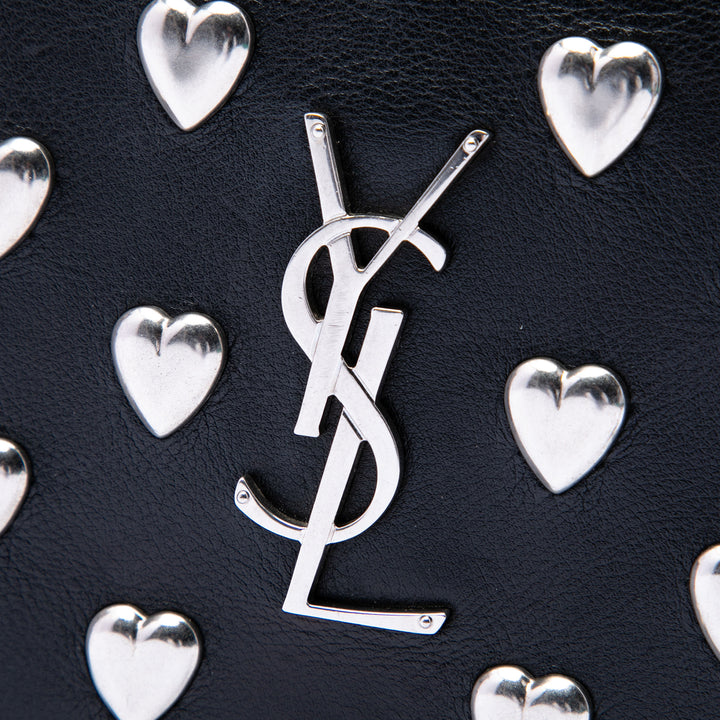 Heart clouté Kate Sac Moyen Cuir de veau Noir