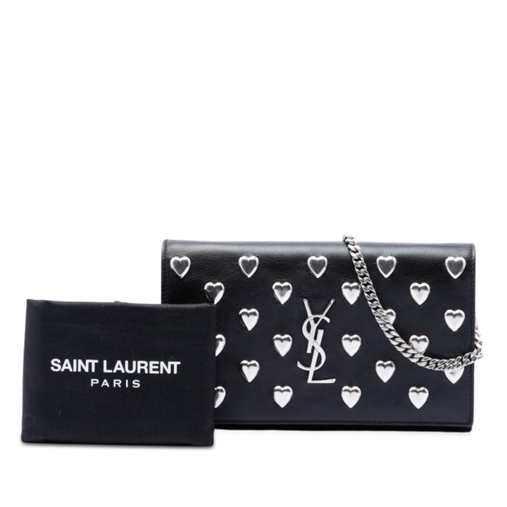 Heart clouté Kate Sac Moyen Cuir de veau Noir