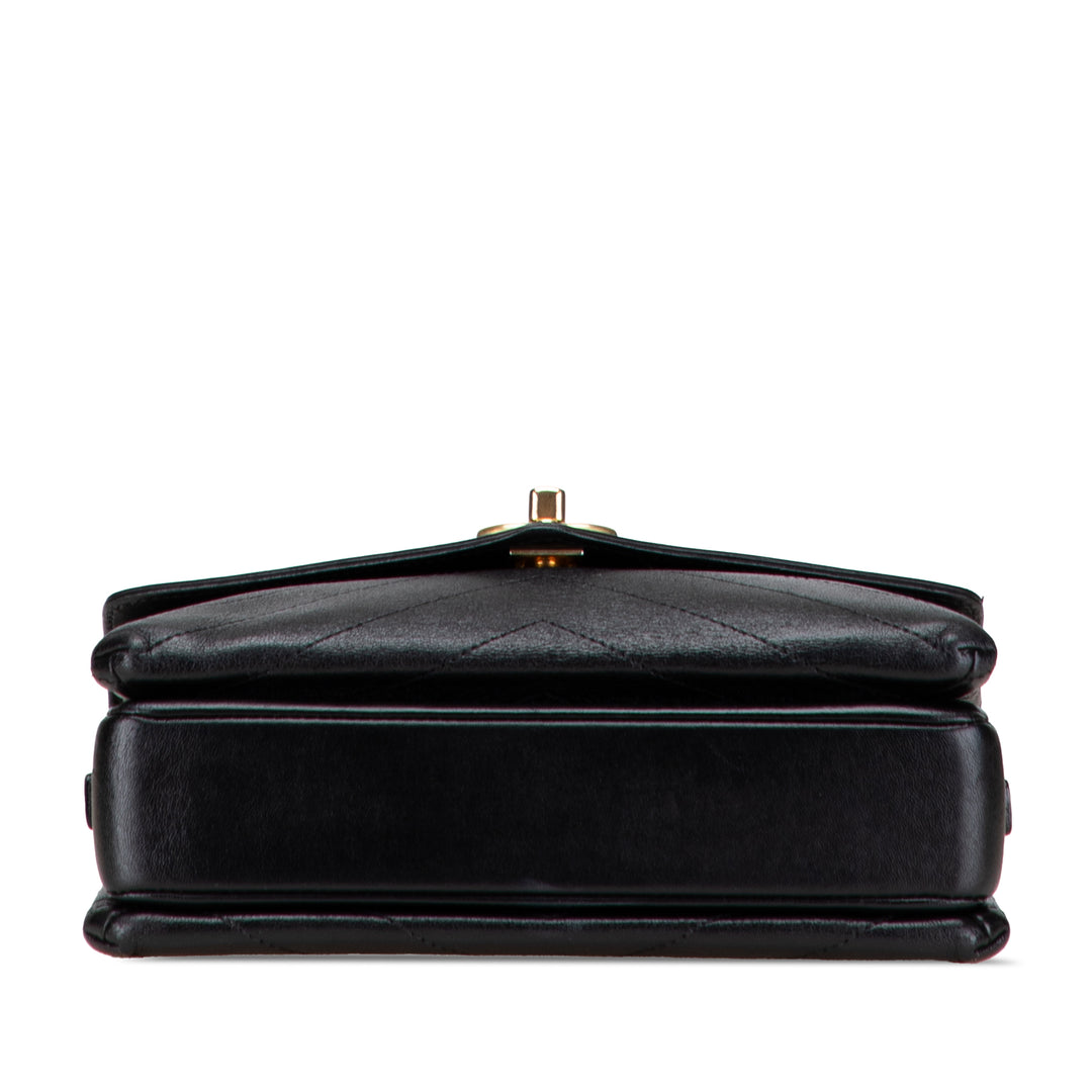 Chanel Small Chevron Cuir d’agneau Stitched Envelope Flap Noir