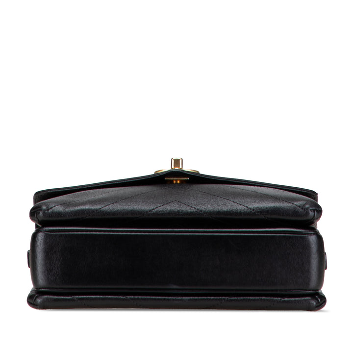 Chanel Small Chevron Cuir d’agneau Stitched Envelope Flap Noir