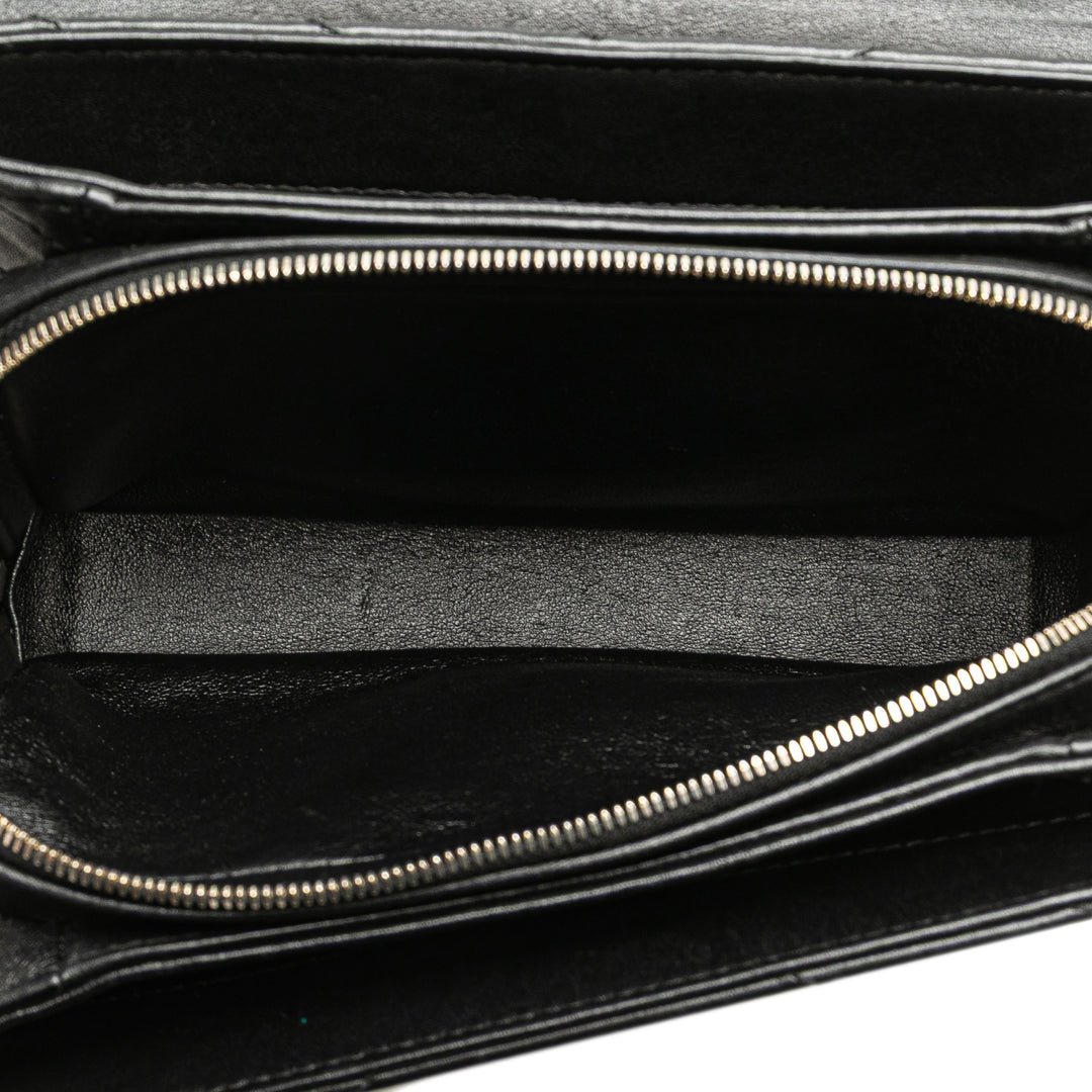 Chanel Small Chevron Cuir d’agneau Stitched Envelope Flap Noir
