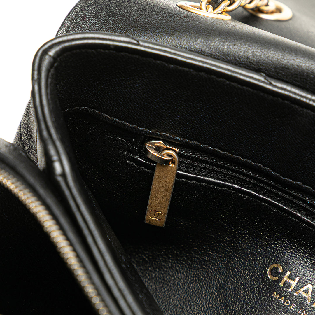 Chanel Small Chevron Cuir d’agneau Stitched Envelope Flap Noir