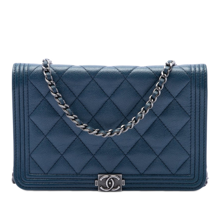 Chanel Matelassé Caviar Boy Wallet on Chain