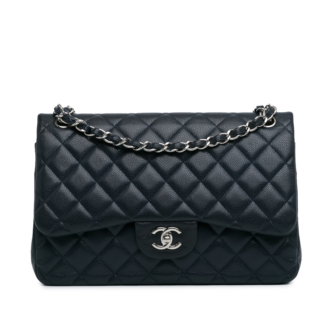 Chanel Jumbo Classic Caviar Double Flap Blue - GABY PARIS