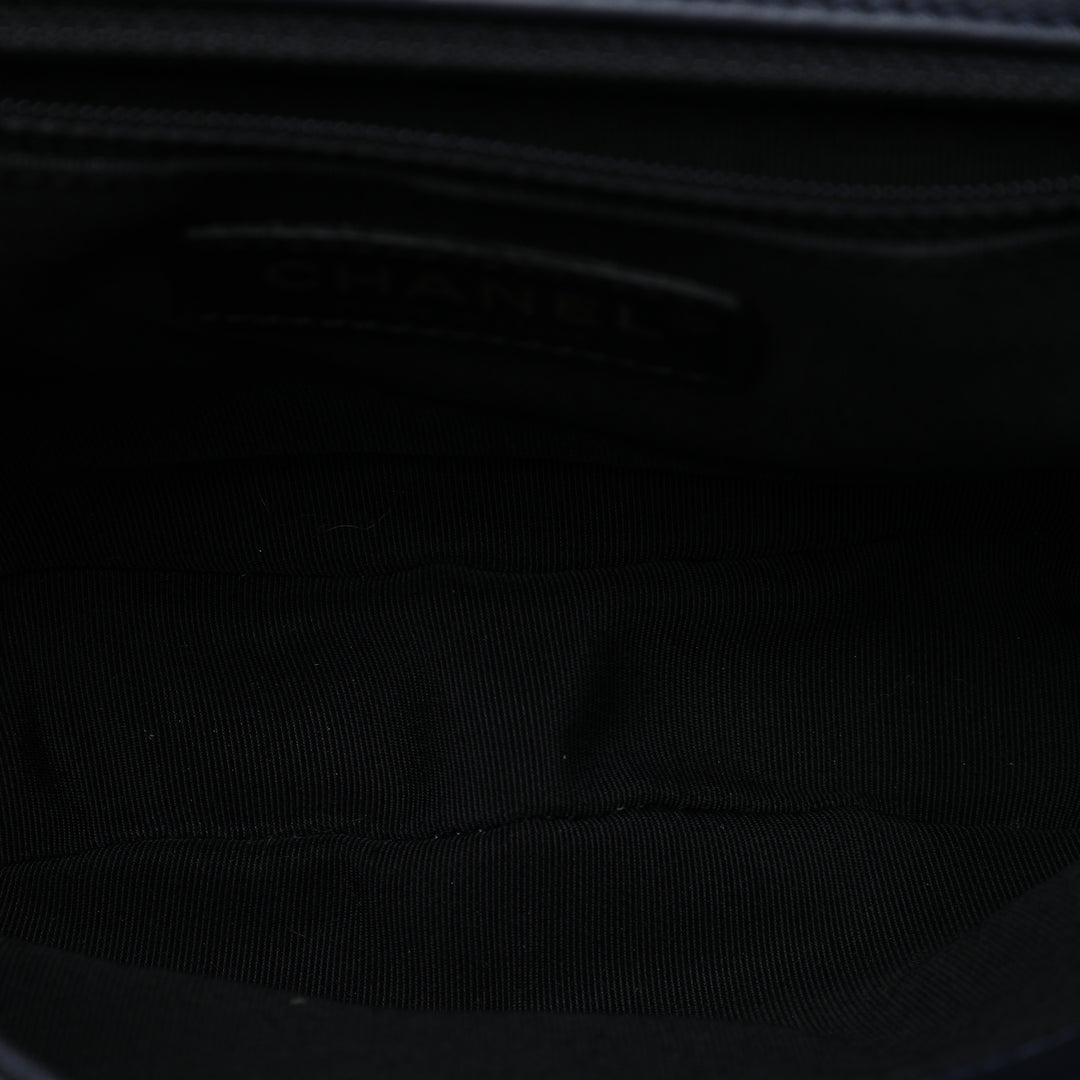 Matelassé Chaîne Detail Saddle Sac Petit Cuir d'agneau Bleu