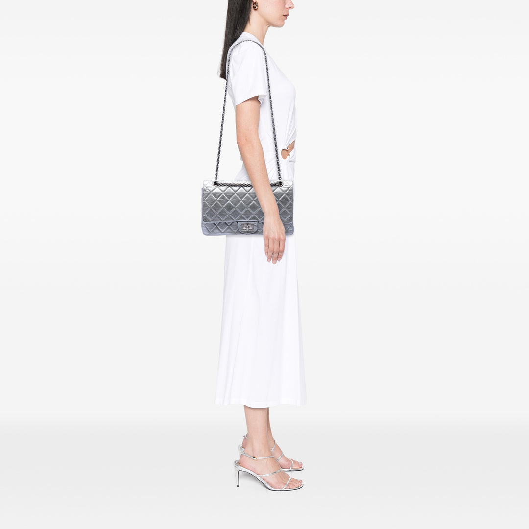 Chanel Matelassé Metallic vieilli Cuir de veau Reissue 2.55 Double rabat 227