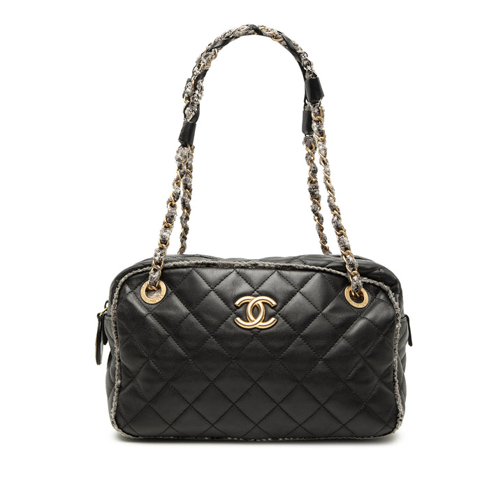 Chanel CC Matelassé Cuir d’agneau Tweedy Bowler Sac