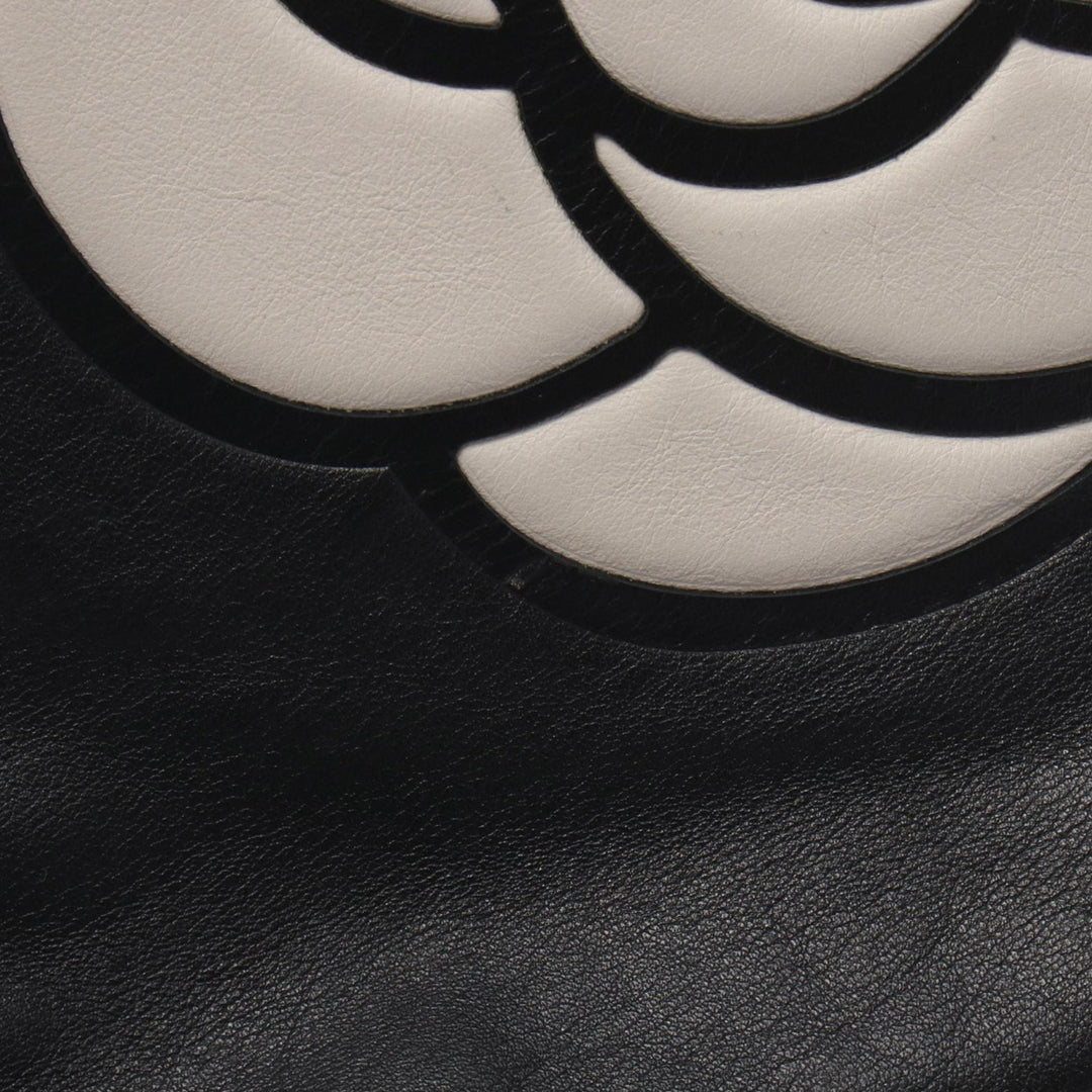 embossé Camellia Logo Cabas Cuir d'agneau Noir
