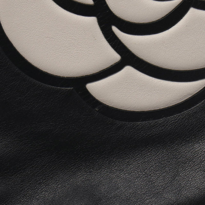 embossé Camellia Logo Cabas Cuir d'agneau Noir