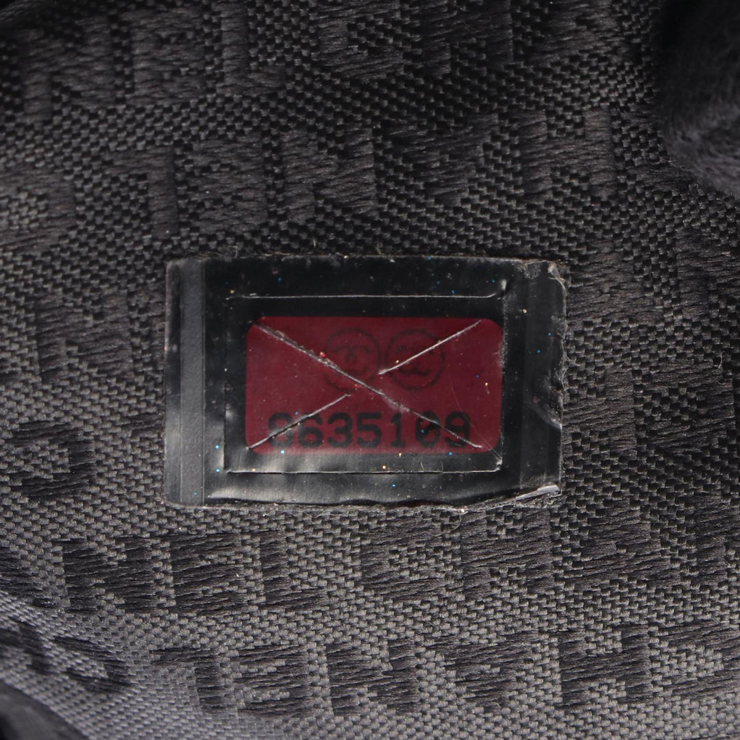 embossé Camellia Logo Cabas Cuir d'agneau Noir