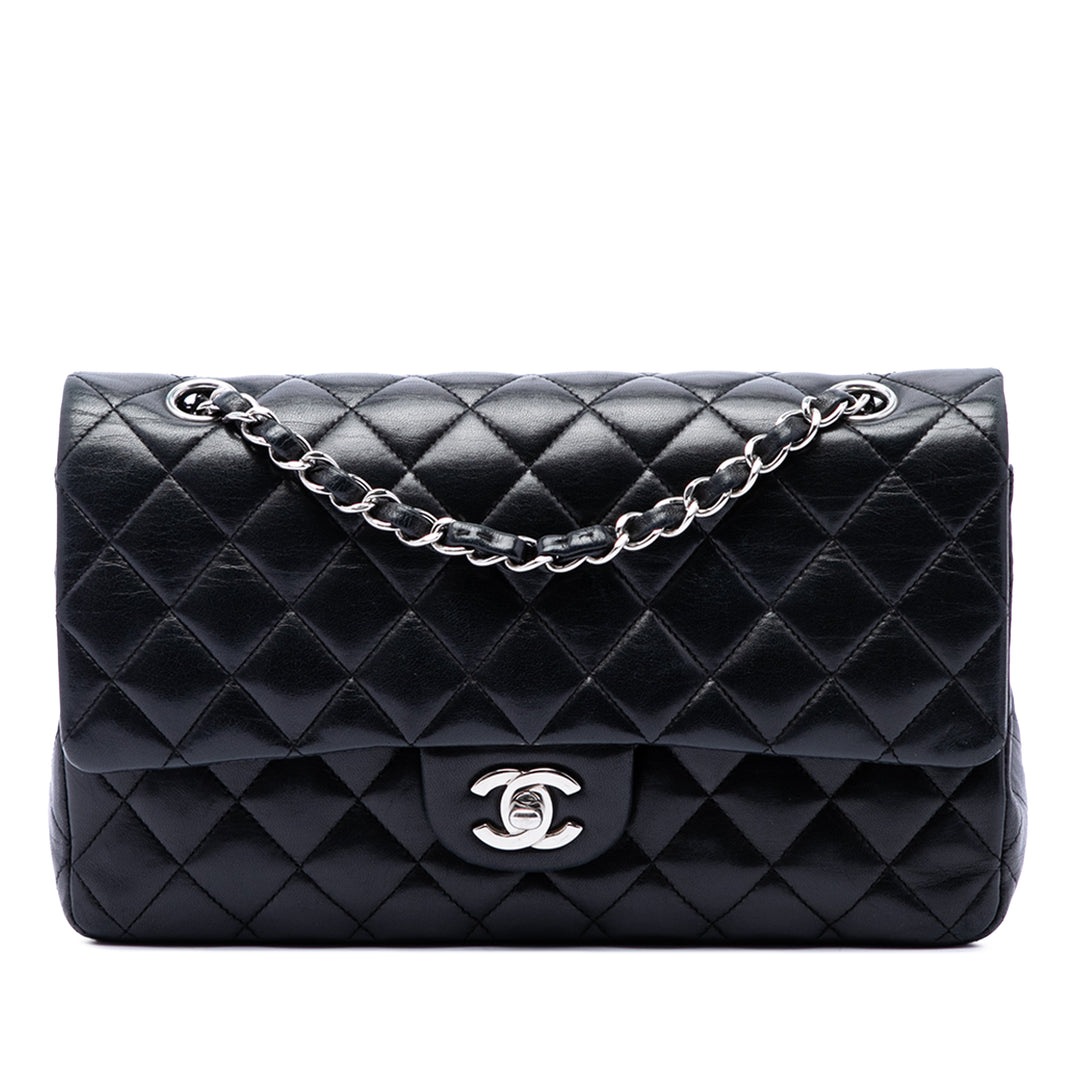 Classic Double rabat Moyen Cuir d'agneau Noir