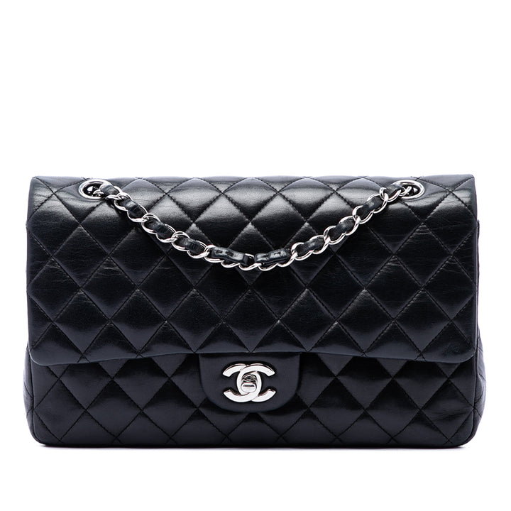 Classic Double rabat Moyen Cuir d'agneau Noir