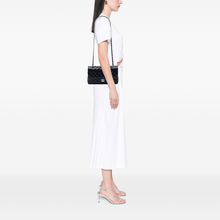 Classic Double rabat Moyen Cuir d'agneau Noir