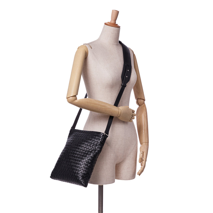 Nappa Intrecciato Crossbody Black - Gaby Paris