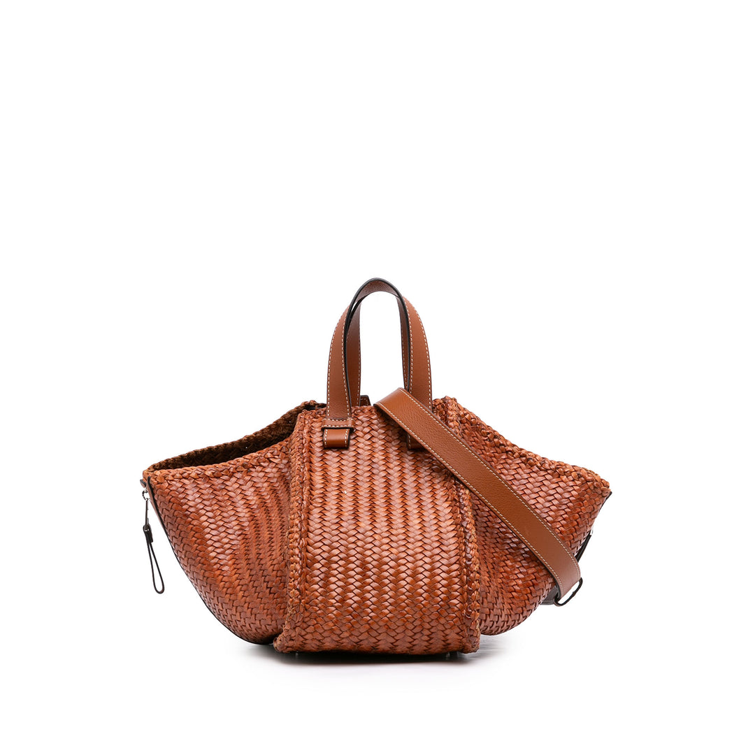 Tissé Hammock Sac Moyen Cuir de veau Marron