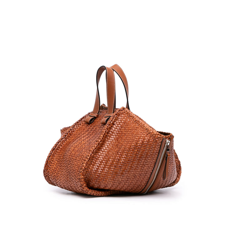 Tissé Hammock Sac Moyen Cuir de veau Marron