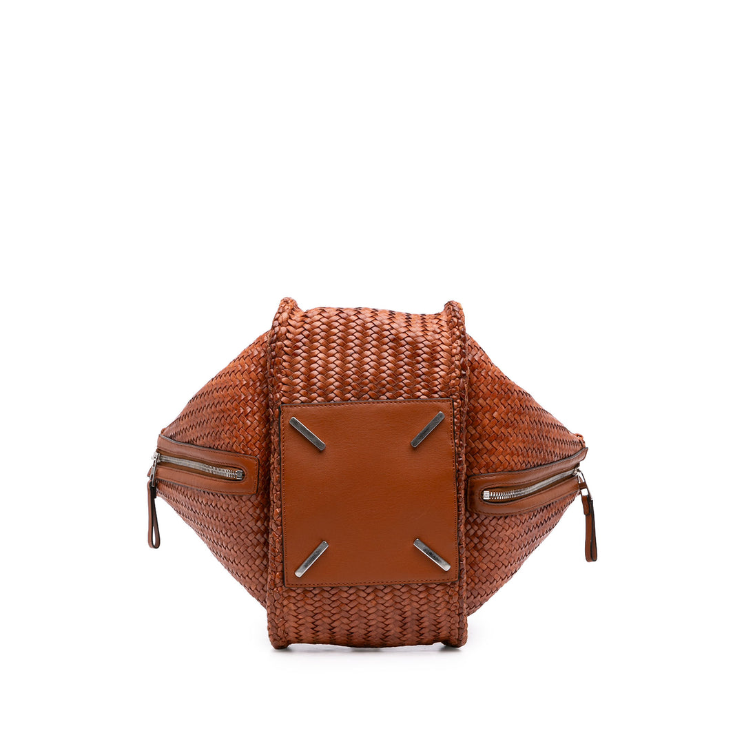 Tissé Hammock Sac Moyen Cuir de veau Marron