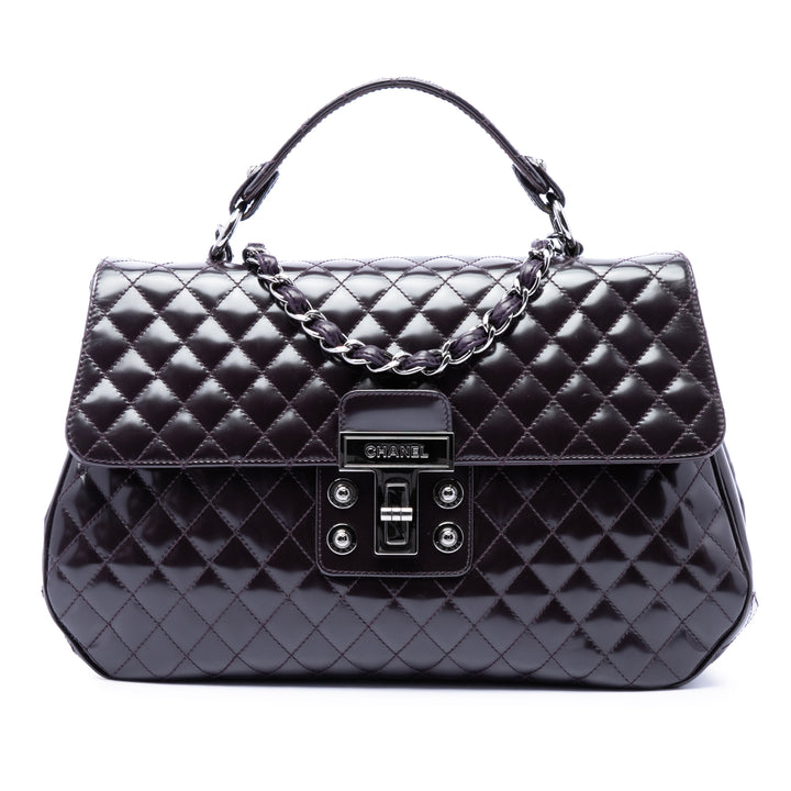 Chanel Matelassé Glazed Cuir de veau Mademoiselle Lock Kelly à rabat