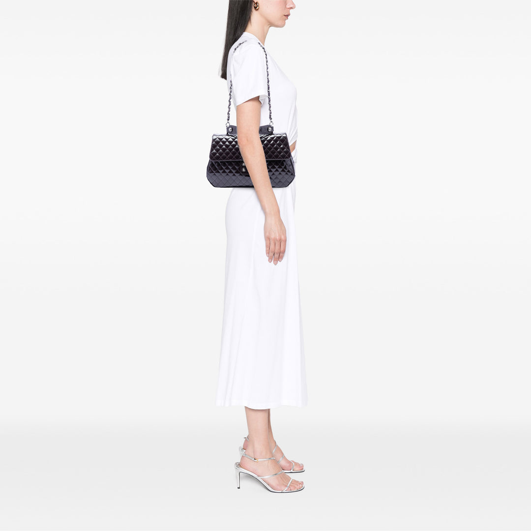 Chanel Matelassé Glazed Cuir de veau Mademoiselle Lock Kelly à rabat