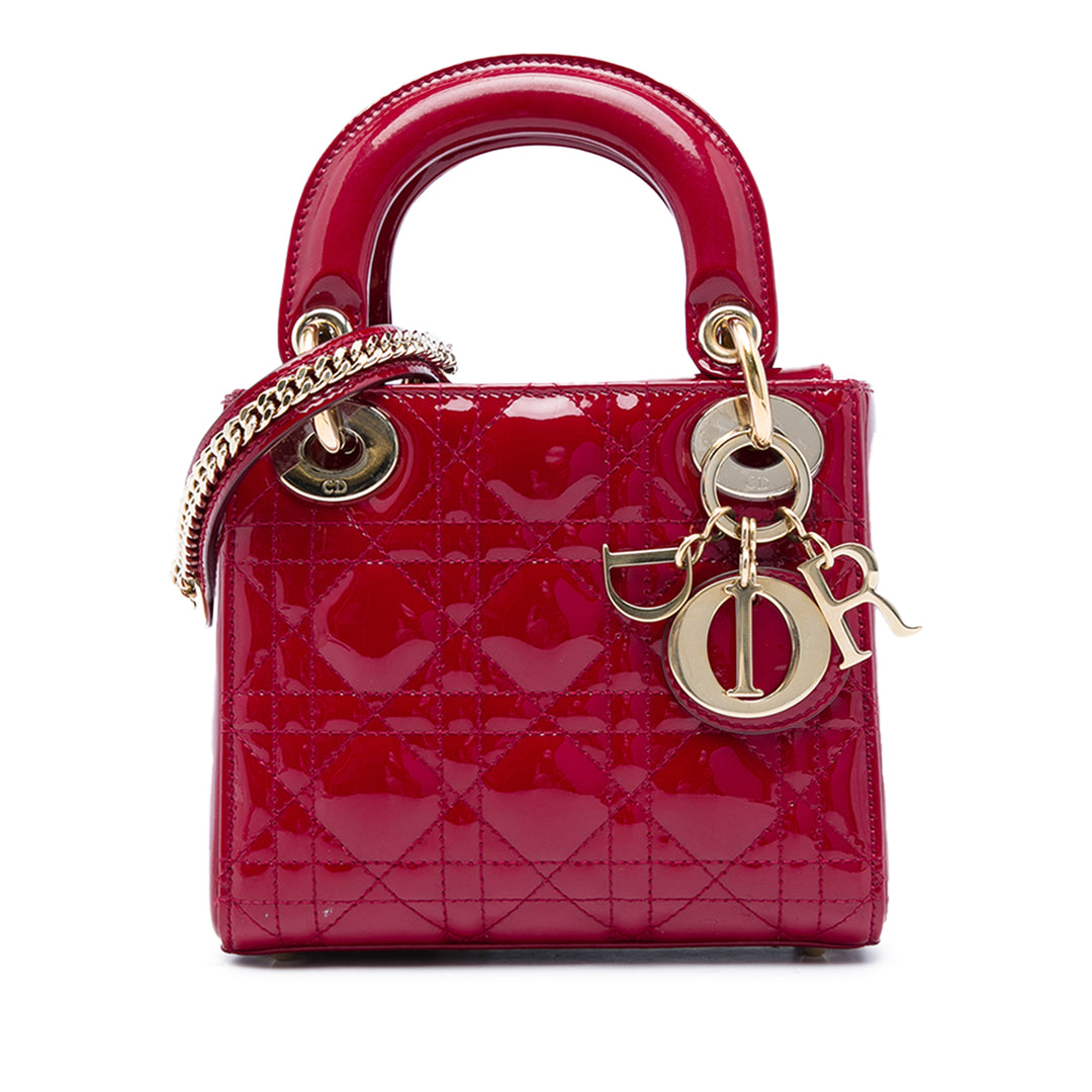 Dior Sac à main Lady Dior Cannage Mini Rouge – vue principale – GABY PARIS