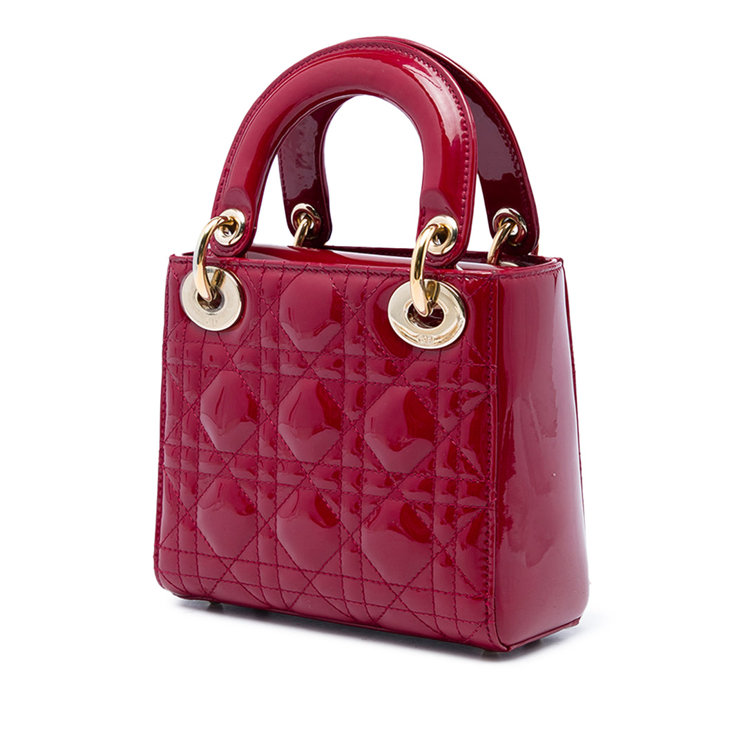 Dior Sac à main Lady Dior Cannage Mini Rouge – vue 2 – GABY PARIS