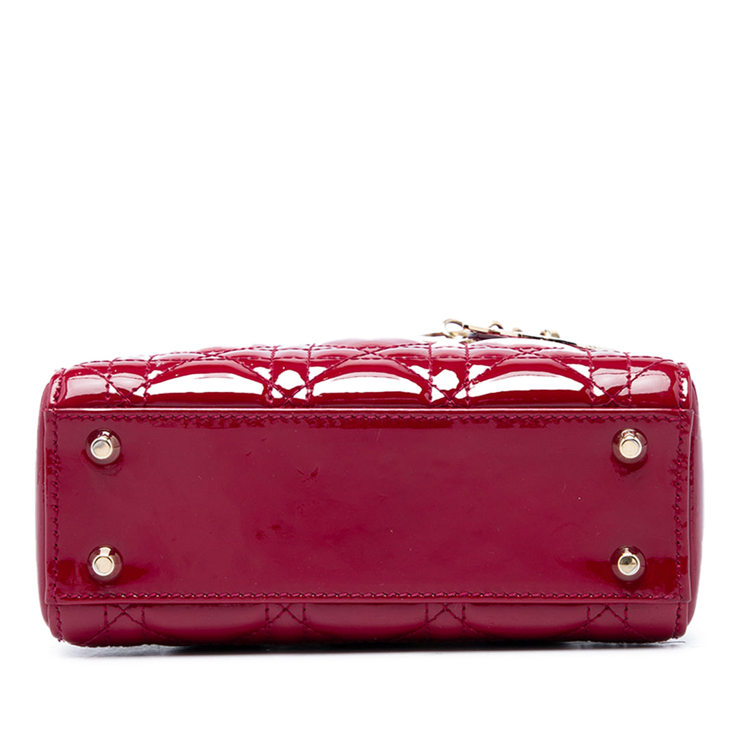 Dior Sac à main Lady Dior Cannage Mini Rouge – vue 3 – GABY PARIS