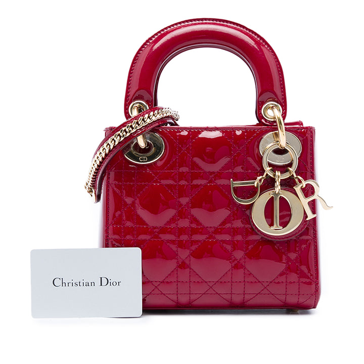 Dior Sac à main Lady Dior Cannage Mini Rouge – vue 6 – GABY PARIS