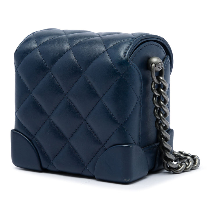 CC Matelassé Trunk à rabat Mini Cuir de veau Bleu