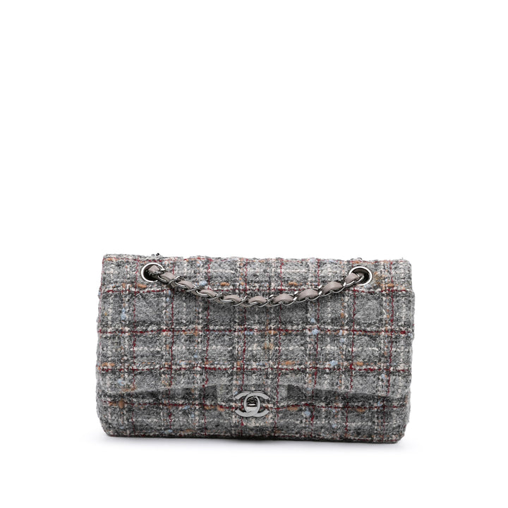 Medium Classic Tweed Double Flap Gray - Gaby Paris