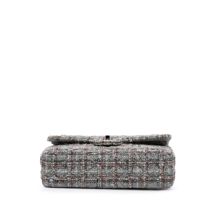 Medium Classic Tweed Double Flap Gray - Gaby Paris