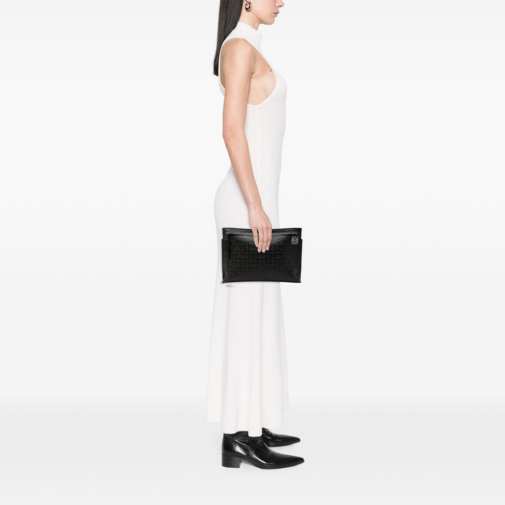 LOEWE embossé Anagram Repeat T Pochette Cuir
